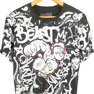 Popeye Beast Graphic Short Sleeve T-Shirt Men's Large Black White